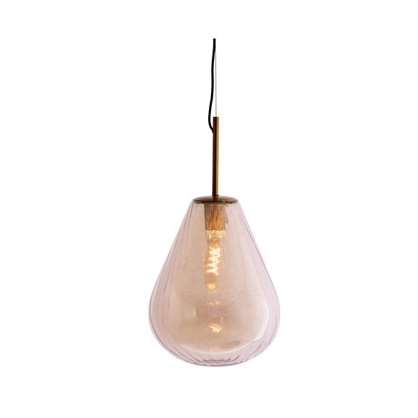 Lustră chihlimbar cu abajur din sticlă Leona – Light & Living-image-1