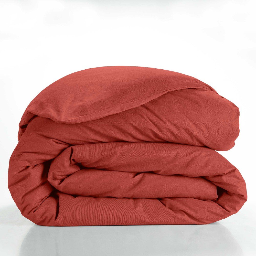 Husă de pilotă cărămizie din bumbac pentru pat dublu/extinsă 240x220 cm Lina – douceur dintérieur