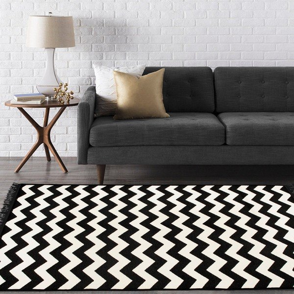 Covor reversibil Zig Zag, 140 x 215 cm, alb-negru-image-3