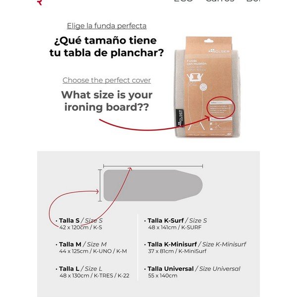 Husă pentru masă de călcat 140x55 cm Universal – Rolser-image-1