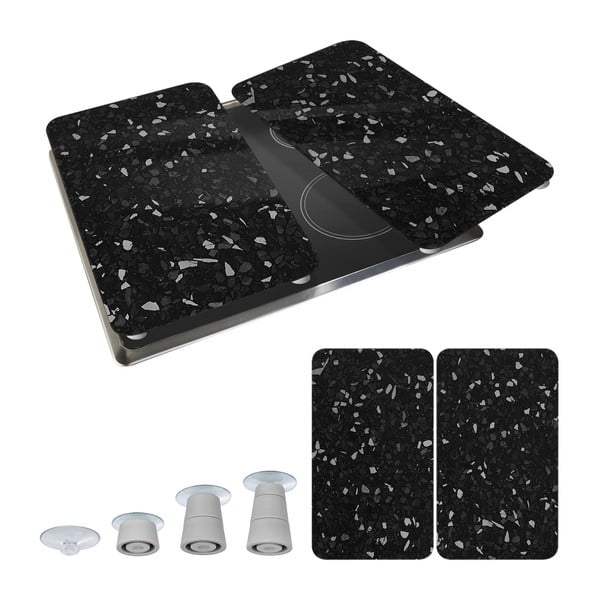Set 2 protecții din sticlă pentru aragaz Wenko Universal, negru-image-2