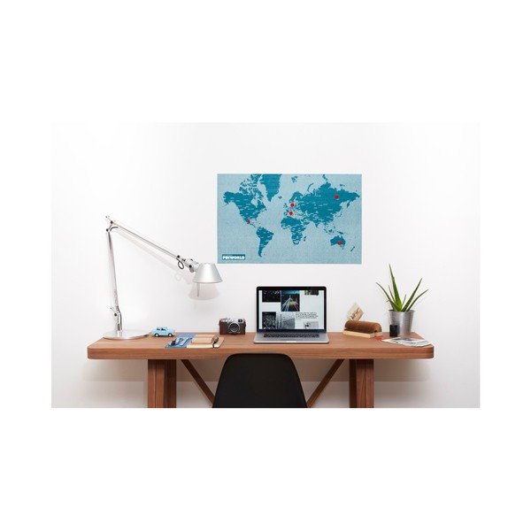 Hartă lumii, prindere de perete Palomar Pin World, 126 x 68 cm, albastru-image-2