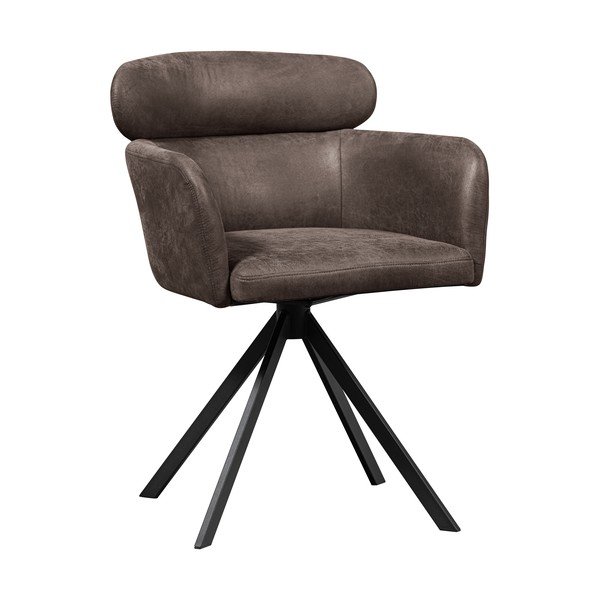 Scaun de dining maro închis cu cotiere tapițat Fenne – WOOOD