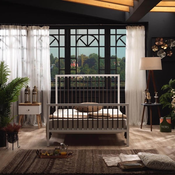 Pat matrimonial alb din metal cu somieră 180x200 cm Breeze – Kalune Design-image-3