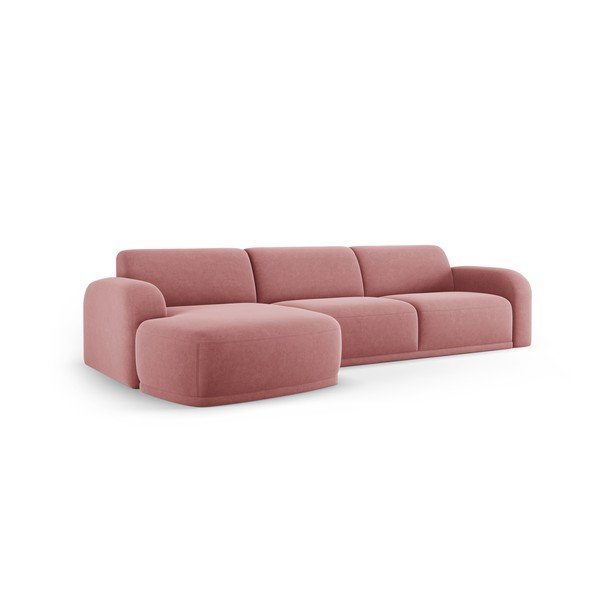 Colțar roz deschis cu tapițerie din catifea Erin – Micadoni Home-image-3