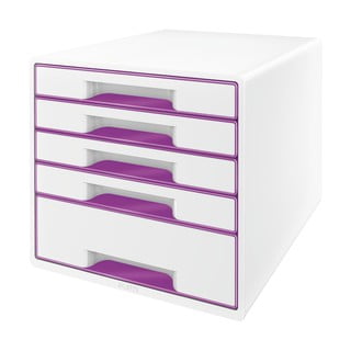 Cutie cu sertare Leitz WOW CUBE, 5 sertare, alb-violet
