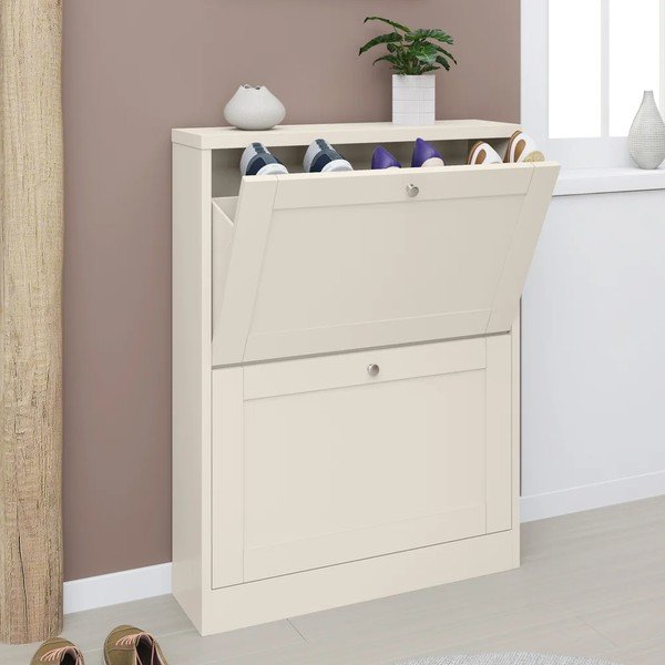 Pantofar bej cu deschidere înclinată cu aspect mat 70x90x19 cm Heide – Støraa-image-1