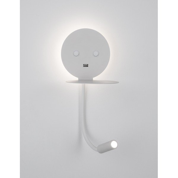 Aplică de perete albă LED cu structură flexibilă/cu port USB din aluminiu Eclip – Nova Luce-image-2