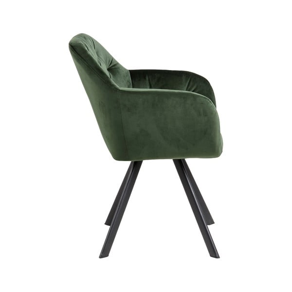 Scaun de sufragerie verde cu cotiere tapițat Lola – Actona-image-2