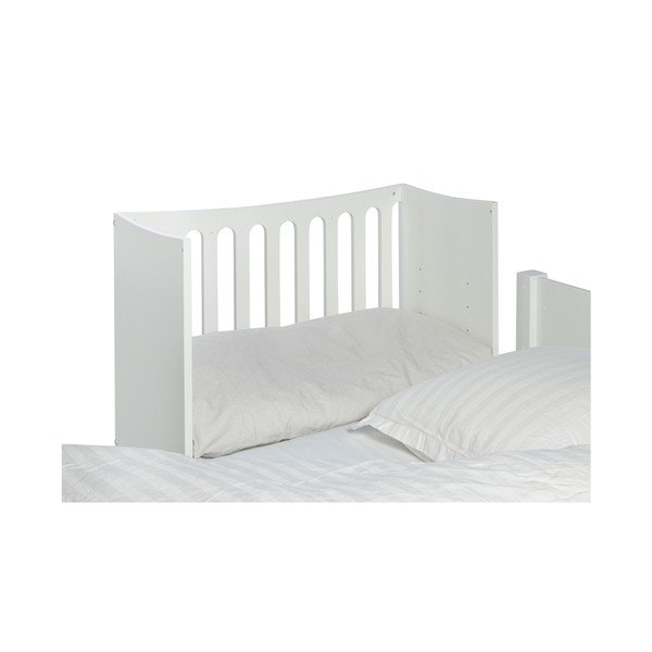 Pătuț pe roți pentru copii, cu protecție laterală detașabilă Manis-h, 89 x 44 cm, alb-image-3