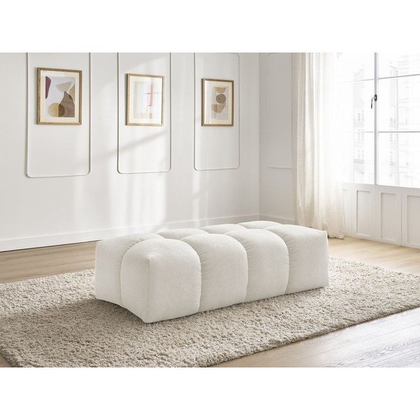 Taburet alb cu tapițerie din chenille Everest – Bobochic Paris-image-1