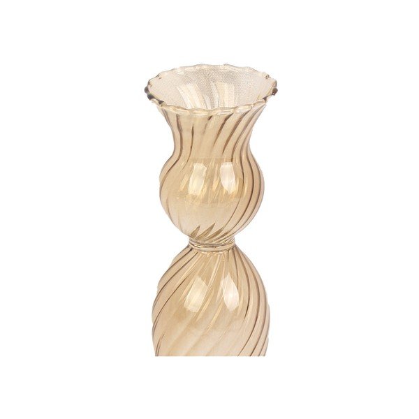 Sfeșnic din sticlă PT LIVING Swirl, înălțime 17 cm, maro deschis-image-2