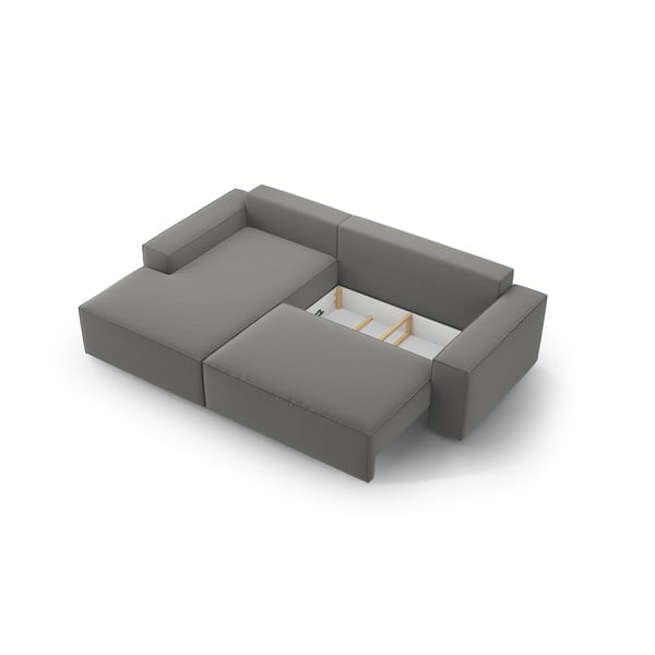 Colțar gri deschis extensibil/cu spațiu de depozitare cu tapițerie din catifea (cu colț pe partea stângă /cu șezlong) Jodie – Micadoni -image-4