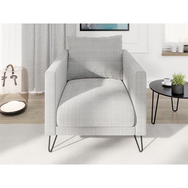 Fotoliu gri deschis cu tapițerie din chenille Freya – Ropez-image-1