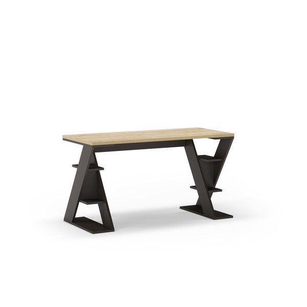 Birou cu blat cu aspect de lemn de stejar 60x137 cm Butterfly – Marckeric-image-2