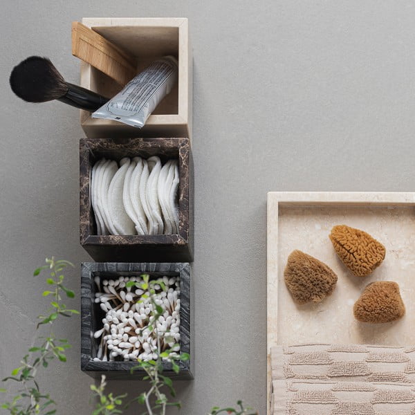 Organizator de baie maro închis pentru dischete demachiante din marmură Marble – Mette Ditmer Denmark-image-3