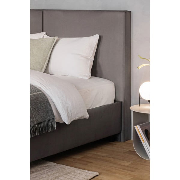 Pat matrimonial gri tapițat cu spațiu de depozitare cu somieră 180x200 cm Myra Bold – Bonami Selection-image-3
