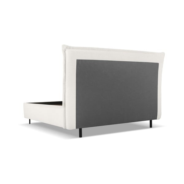 Pat matrimonial alb tapițat cu spațiu de depozitare cu somieră 160x200 cm Armie – Milo Casa-image-3