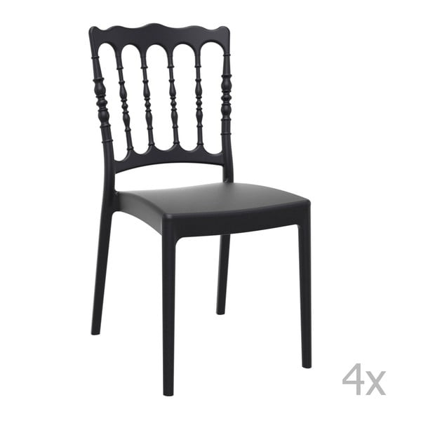 Set 4 scaune grădină Resol Napoleon, negru