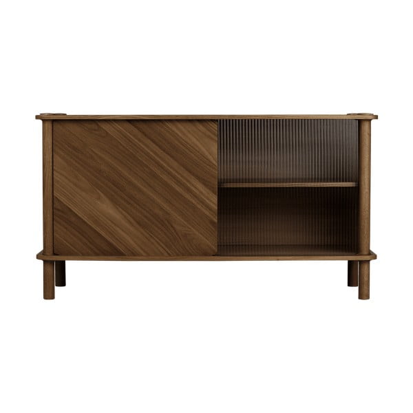 Vitrină maro din lemn de stejar cu ușă glisantă 135x73,5x48 cm Italic – UMAGE-image-1