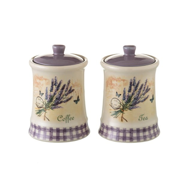 Set 2 recipiente ceramice pentru ceai și cafea, Unimasa Lavender