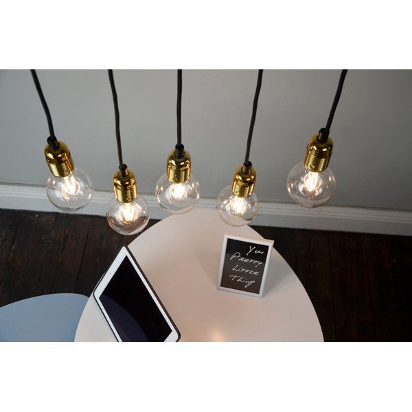 Lustră cu 5 cabluri Sotto Luce Uno, negru - auriu-image-2