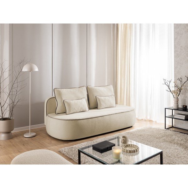 Canapea bej/taupe extensibilă/cu spațiu de depozitare cu tapițerie din catifea 210 cm Saga – Ropez-image-1