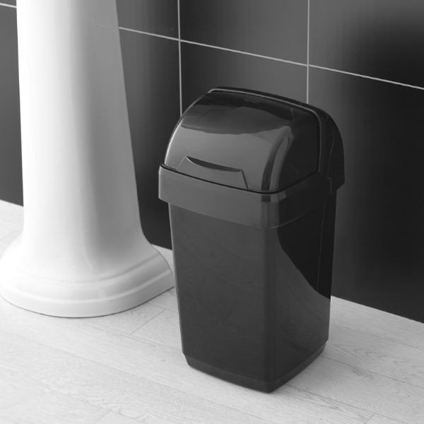 Coș de gunoi Addis Roll Top, 22,5 x 23 x 42,5 cm, negru-image-1