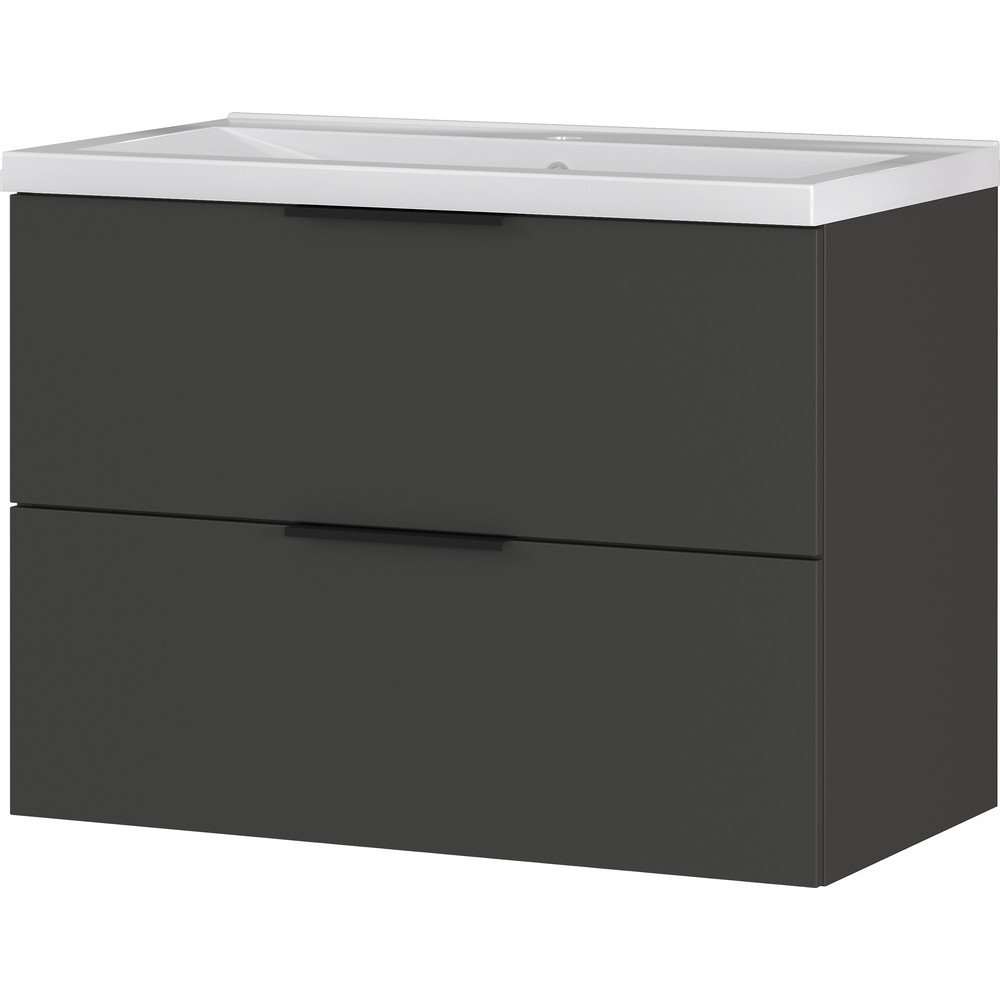 Dulap cu chiuvetă gri antracit suspendat cu aspect mat 81x65 cm Crandon – Germania