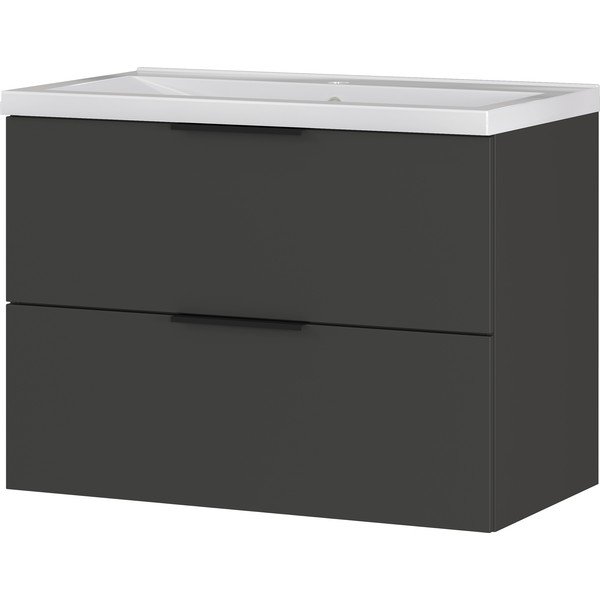 Dulap cu chiuvetă gri antracit suspendat cu aspect mat 81x65 cm Crandon – Germania