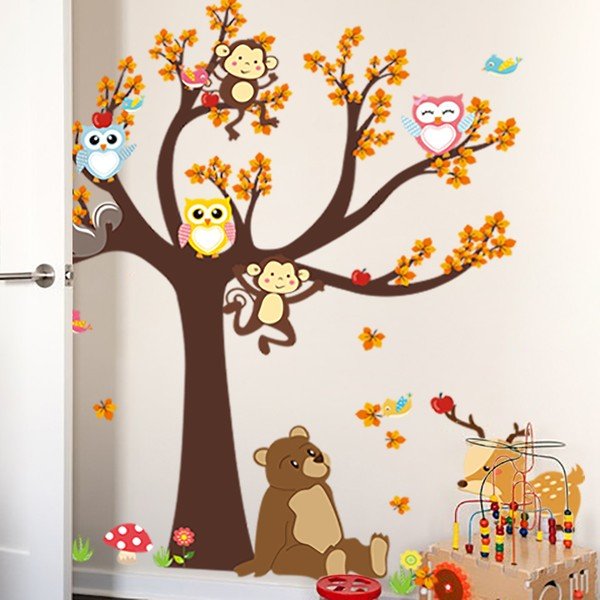 Autocolant pentru camera copiilor Ambiance Tree with Animals-image-1
