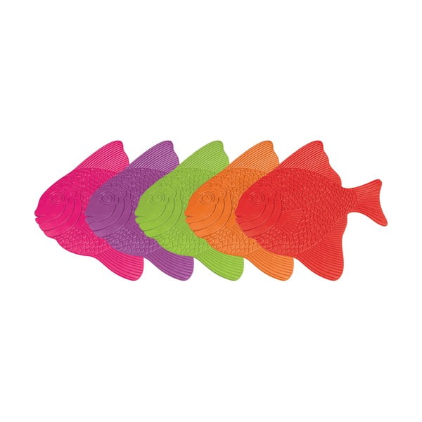 Covorașe antiderapante pentru copii pentru cadă 5 buc. 16x16,5 cm Poissons – MSV