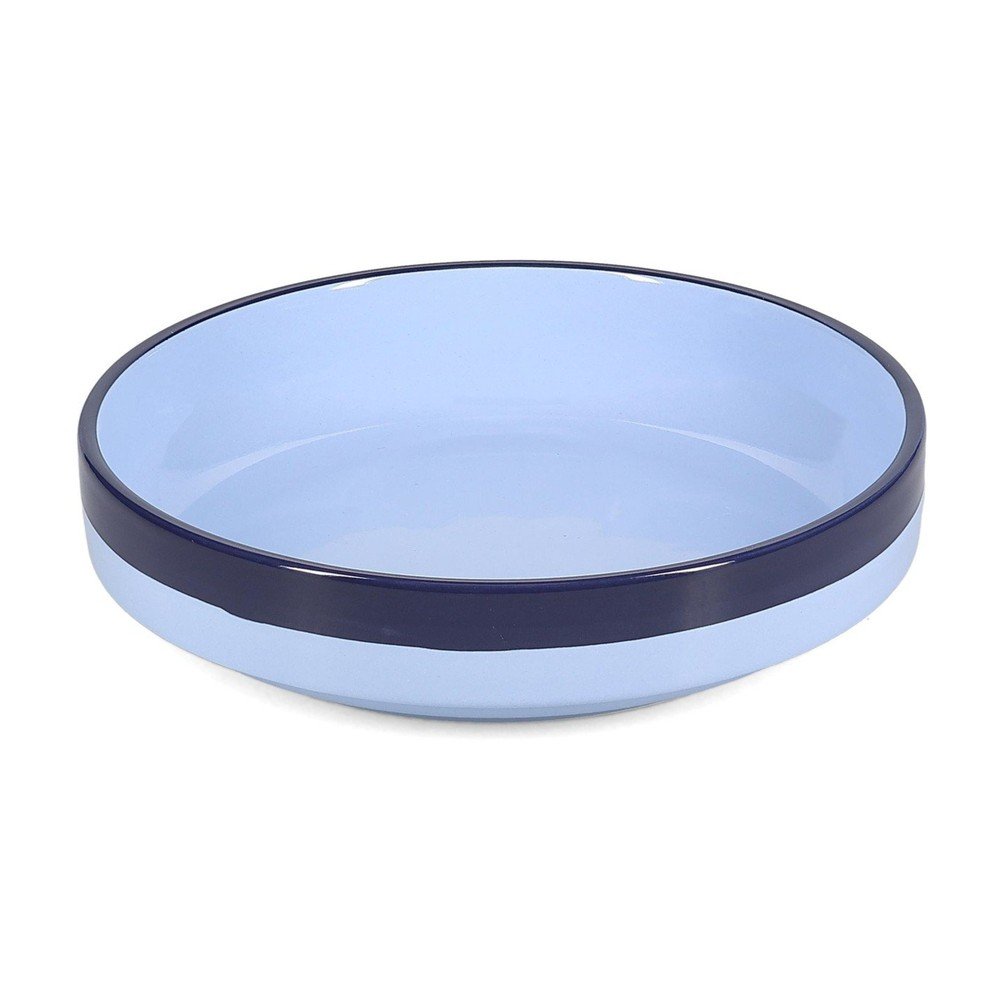 Farfurie albastră adâncă din gresie ø 21 cm Duo – ONA