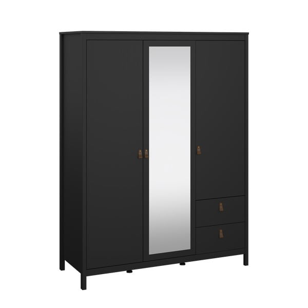 Șifonier negru cu oglindă 150x199x58 cm Madrid – Tvilum-image-4
