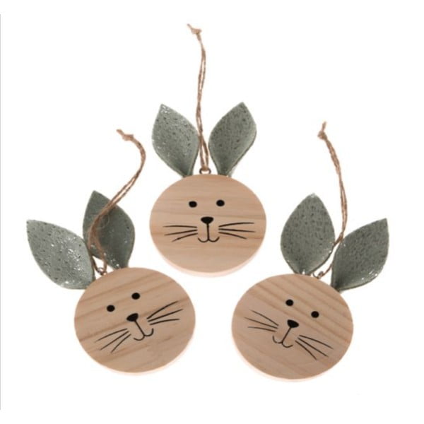 Set 3 decorațiuni de agățat din lemn Bunny - Dakls