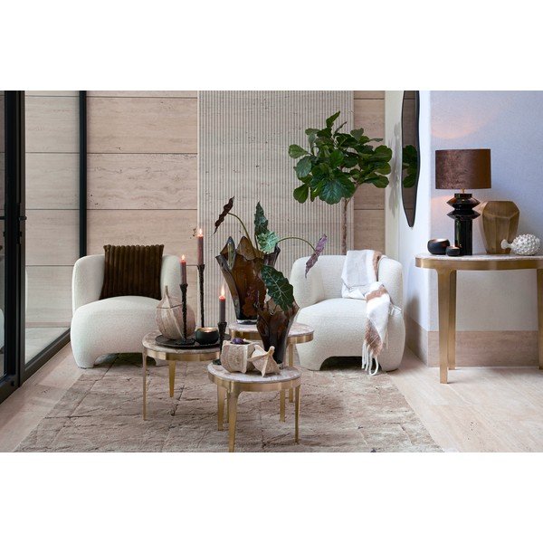 Măsuță de cafea bronz/taupe cu blat din marmură 39x65 cm Giulio – Light & Living-image-2