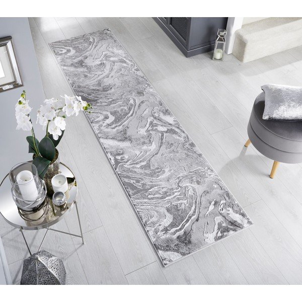 Covor tip traversă gri/argintiu 60x230 cm Marbled – Flair Rugs-image-1