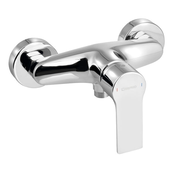 Baterie argintiu-lucios pentru duș cu montare pe perete (1 ieșire) Pax – Sapho