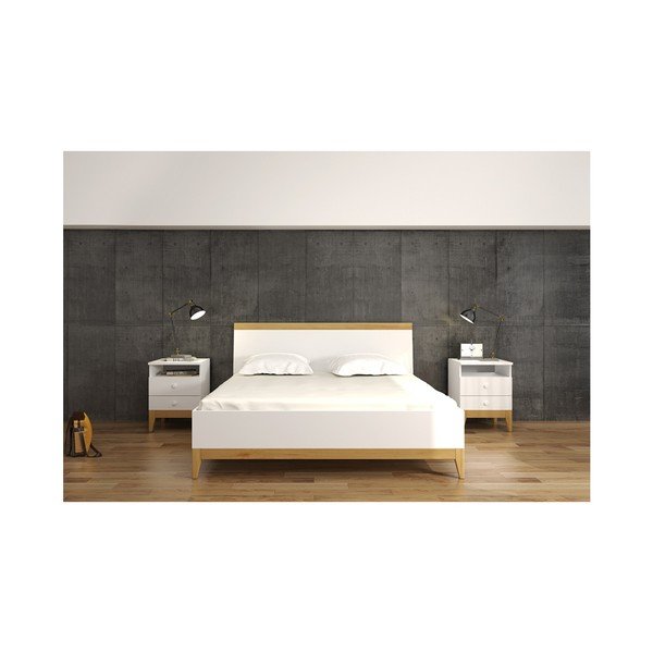 Pat dublu din lemn masiv de pin SKANDICA Livia BC, 140 x 200 cm-image-1