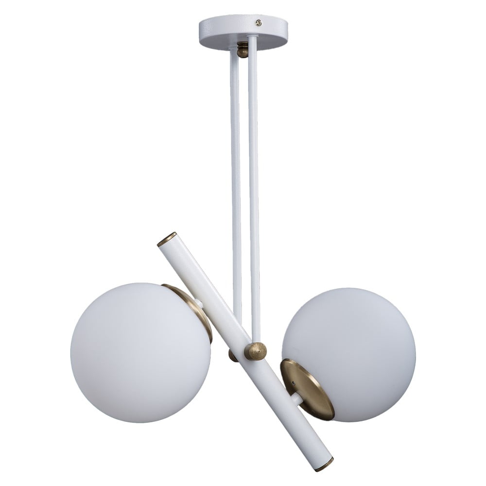 Lustră alb-auriu cu abajur din sticlă ø 15 cm Libra – Squid Lighting