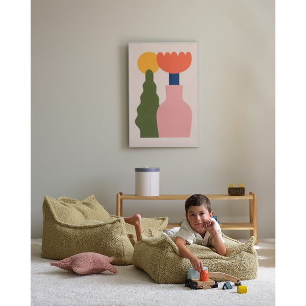 Fotoliu puf pentru copii verde cu tapițerie din țesătură bouclé Square – Wigiwama-image-1