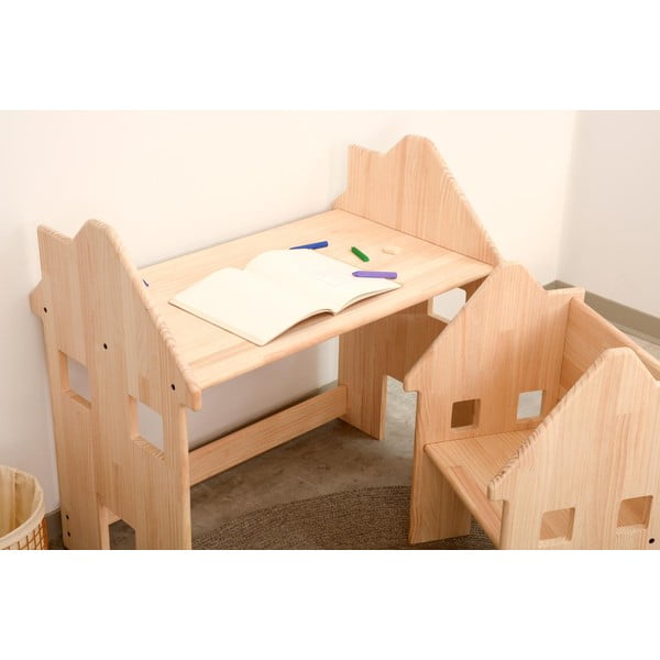 Birou din lemn de pin pentru copii Little Nice Things House-image-1