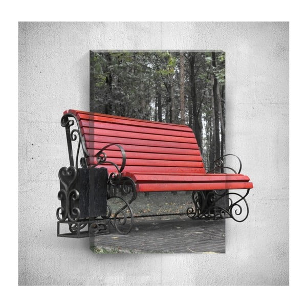 Tablou de perete 3D Mosticx Red Bench, 40 x 60 cm