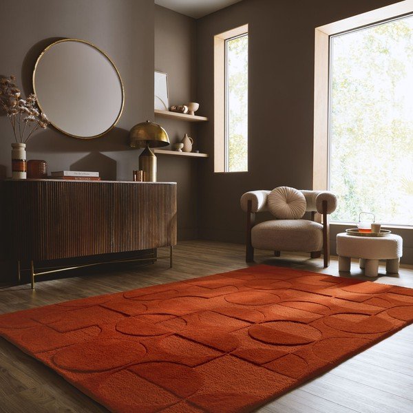 Covor teracotă țesut manual din lână 120x170 cm Gigi – Flair Rugs-image-1