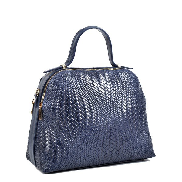 Geantă din piele cu fermoar dublu Isabella Rhea, 39 x 34 cm, albastru-image-3