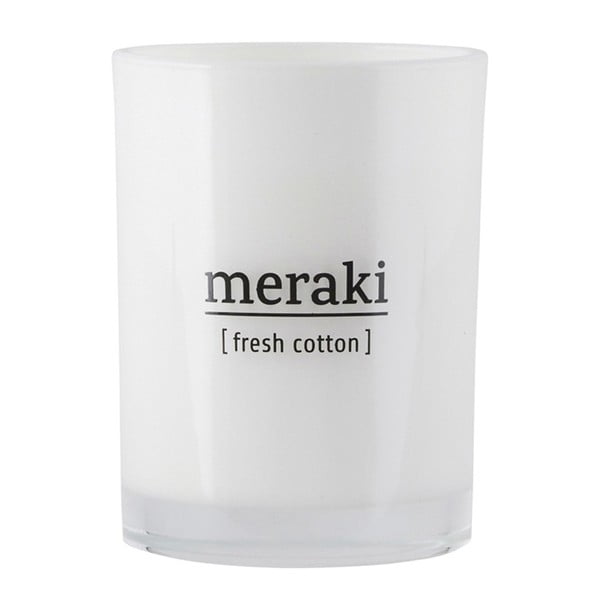 Lumânare parfumată organică Meraki, 35 ore, miros de rufe proaspăt spălate