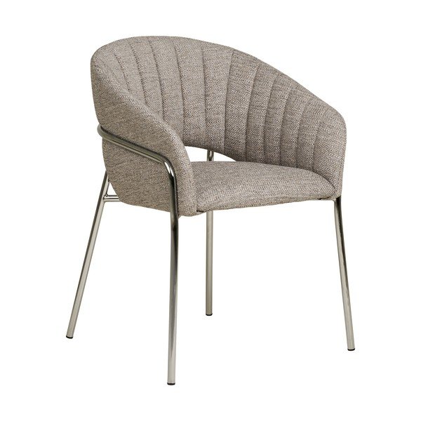 Scaun de living gri deschis cu cotiere din oțel Costa – House Nordic-image-3