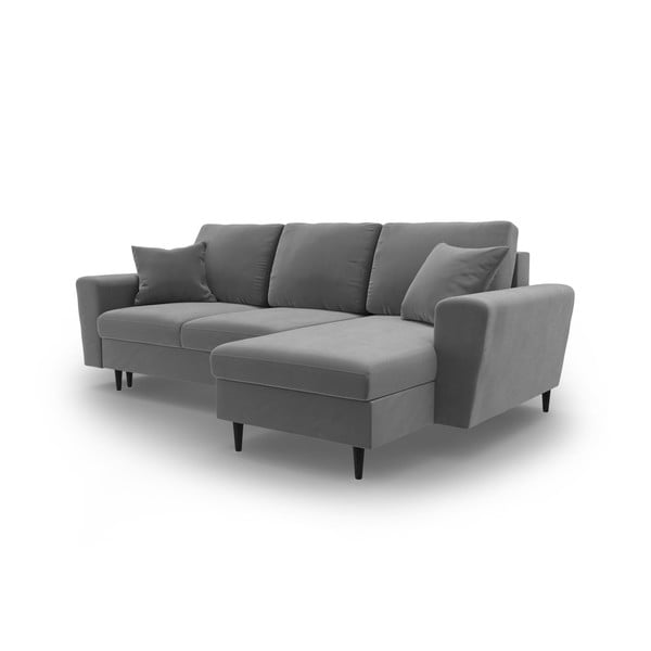 Colțar gri deschis extensibil, cu spațiu de depozitare cu tapițerie din catifea Kyoto – Cosmopolitan Design-image-4