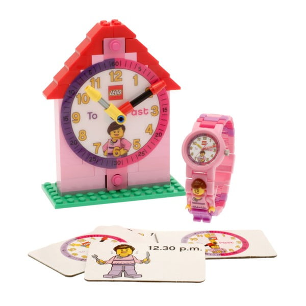 Ceas și piesă didactică LEGO® Time Teacher, roz 