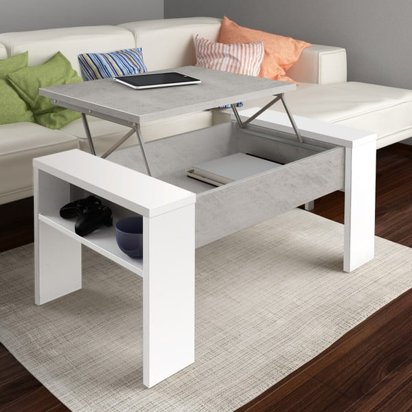 Masă cu spațiu depozitare Tomasucci James, gri - alb-image-1